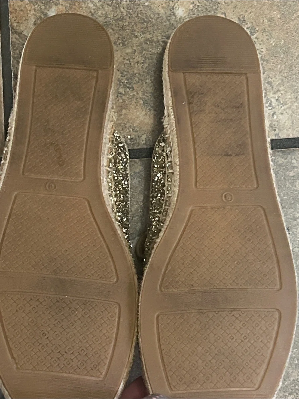 Tory Burch Champagne Glitter Slip-On Espadrille Mules size 9M - good condition